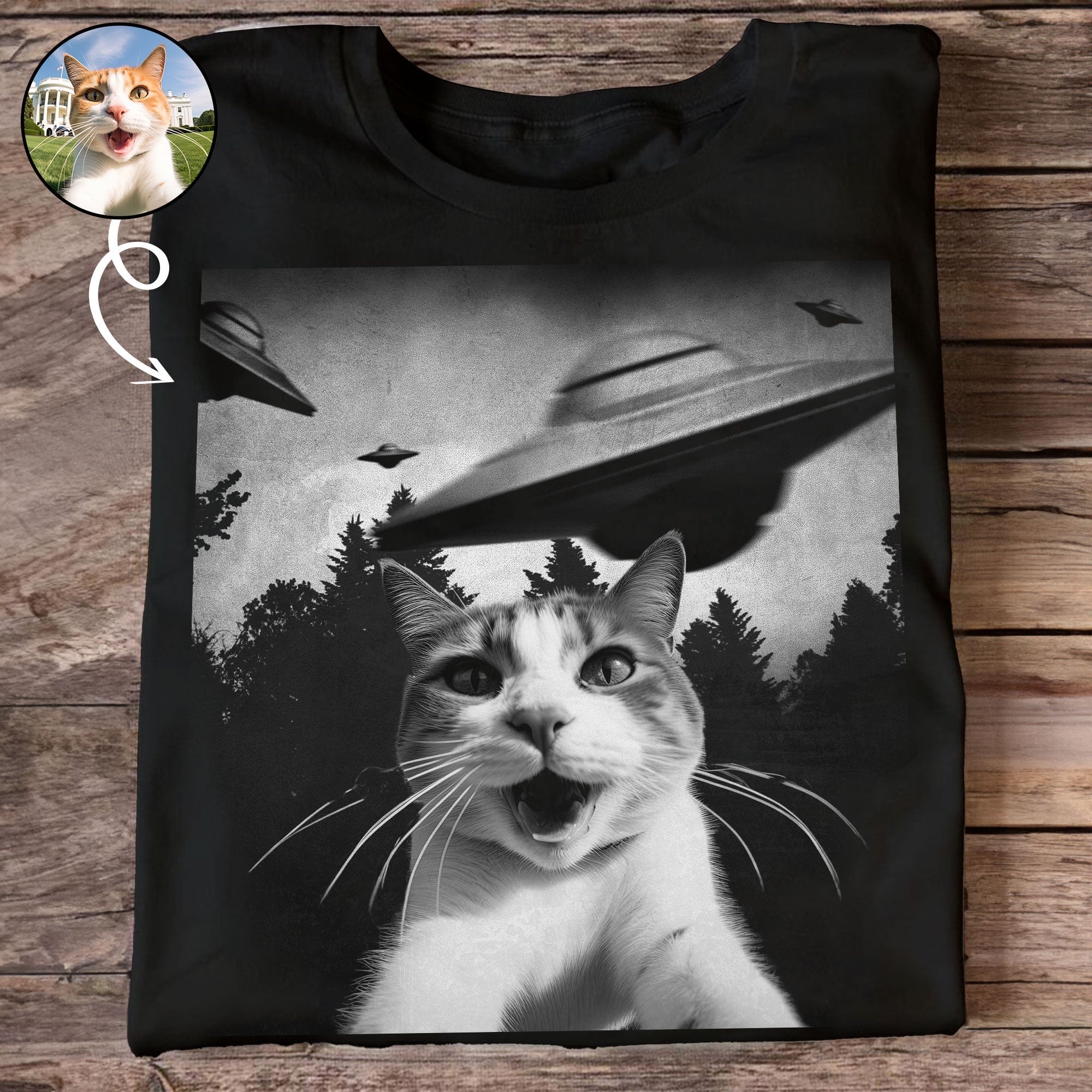 Custom Funny Pet Face - Ufo - Personalized PhotoOne Size Shirt
