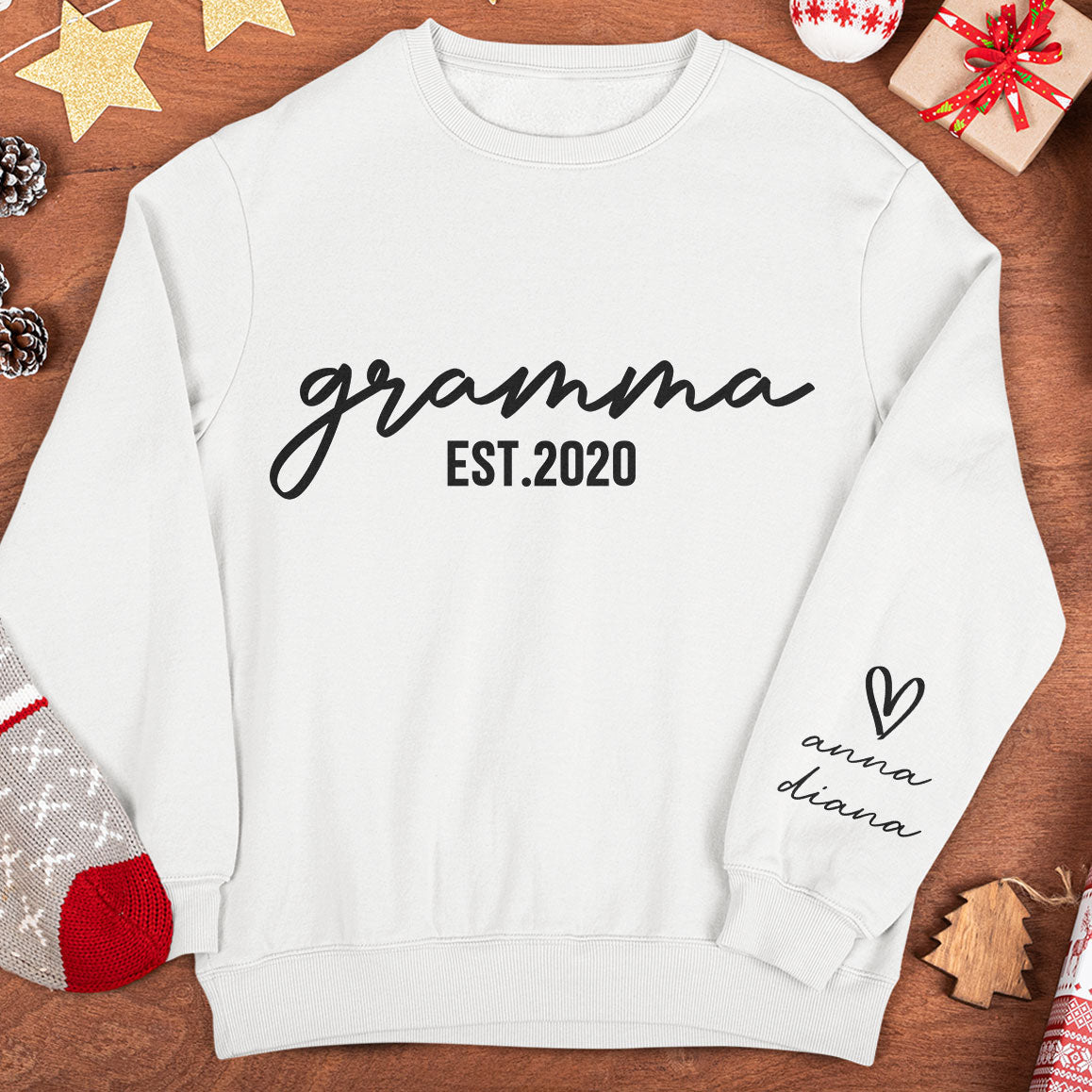 Grandma Est Custom Name - Personalized Sweatshirt - Image 3