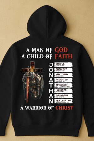 A Warrior Of Christ With Name Letter In Bible - Personalized Back Printed Hoodie