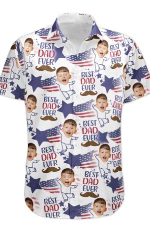 Photo Inserted Best Dad Ever - Personalized Photo Hawaiian Shirt