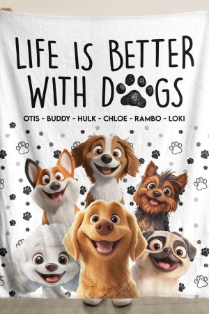 Better With Dogs - Personalized Blanket Big Size