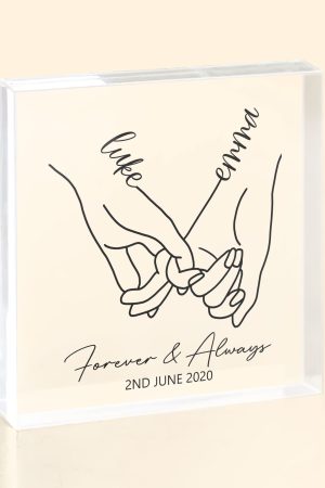 Couple Gifts Holding Hand - Personalized Custom Square-Shaped Acrylic Plaque