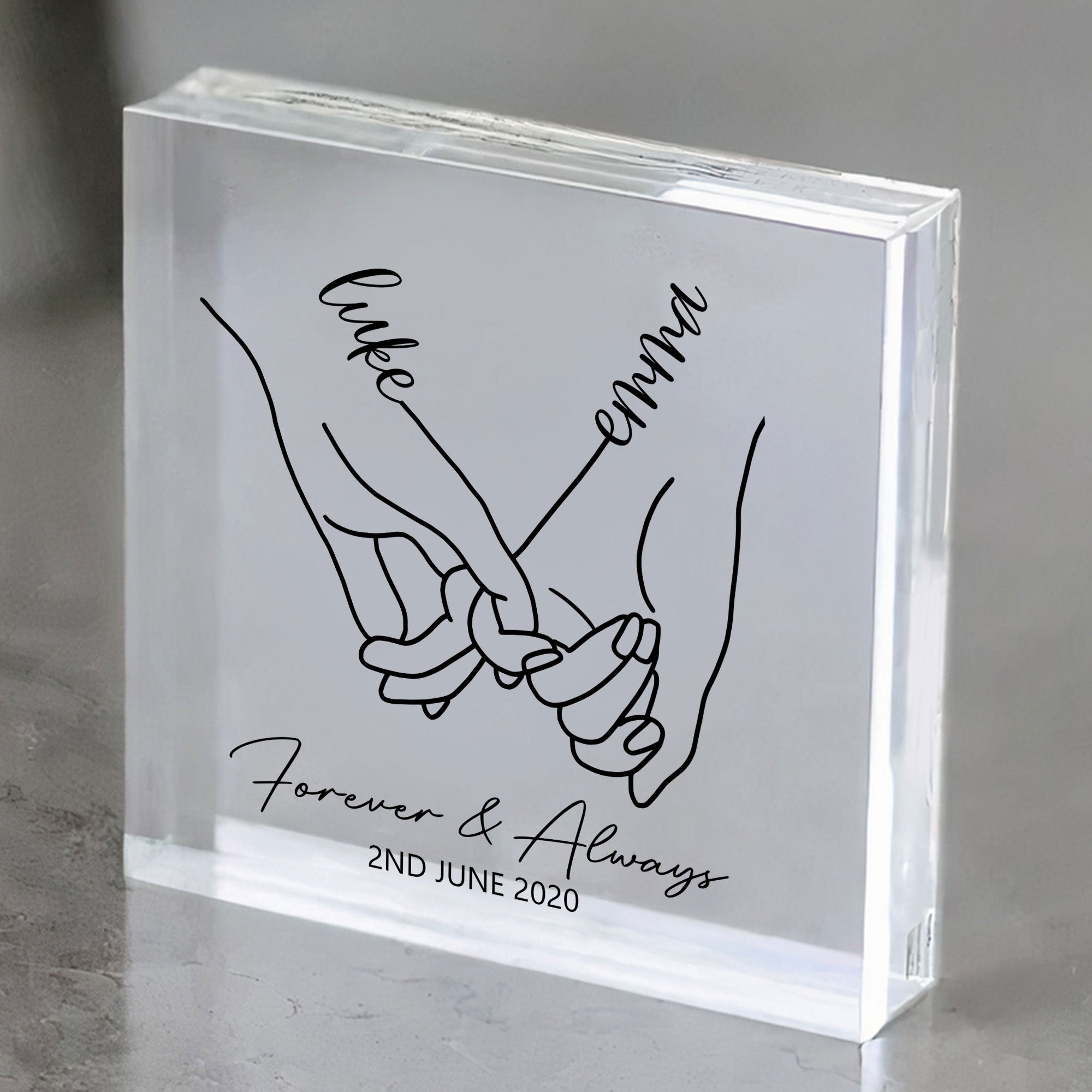 Couple Gifts Holding Hand - Personalized Custom Square-Shaped Acrylic Plaque - Image 3