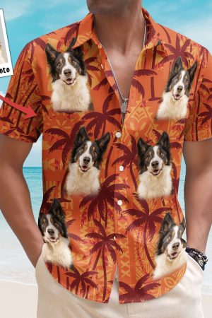 Custom Pet Funny Photo With Tropical Palm Trees - Custom Photo Hawaiian Shirts