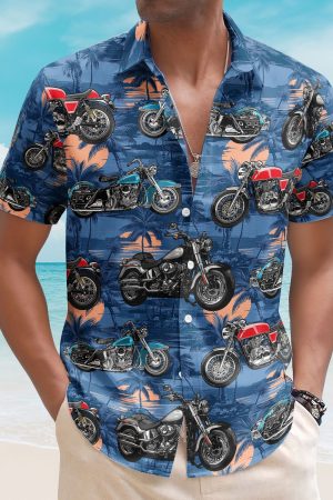 Custom Vintage Bikes Photo Motorbicycles For Bikers, Men, Husband - Custom Photo Hawaiian Shirt