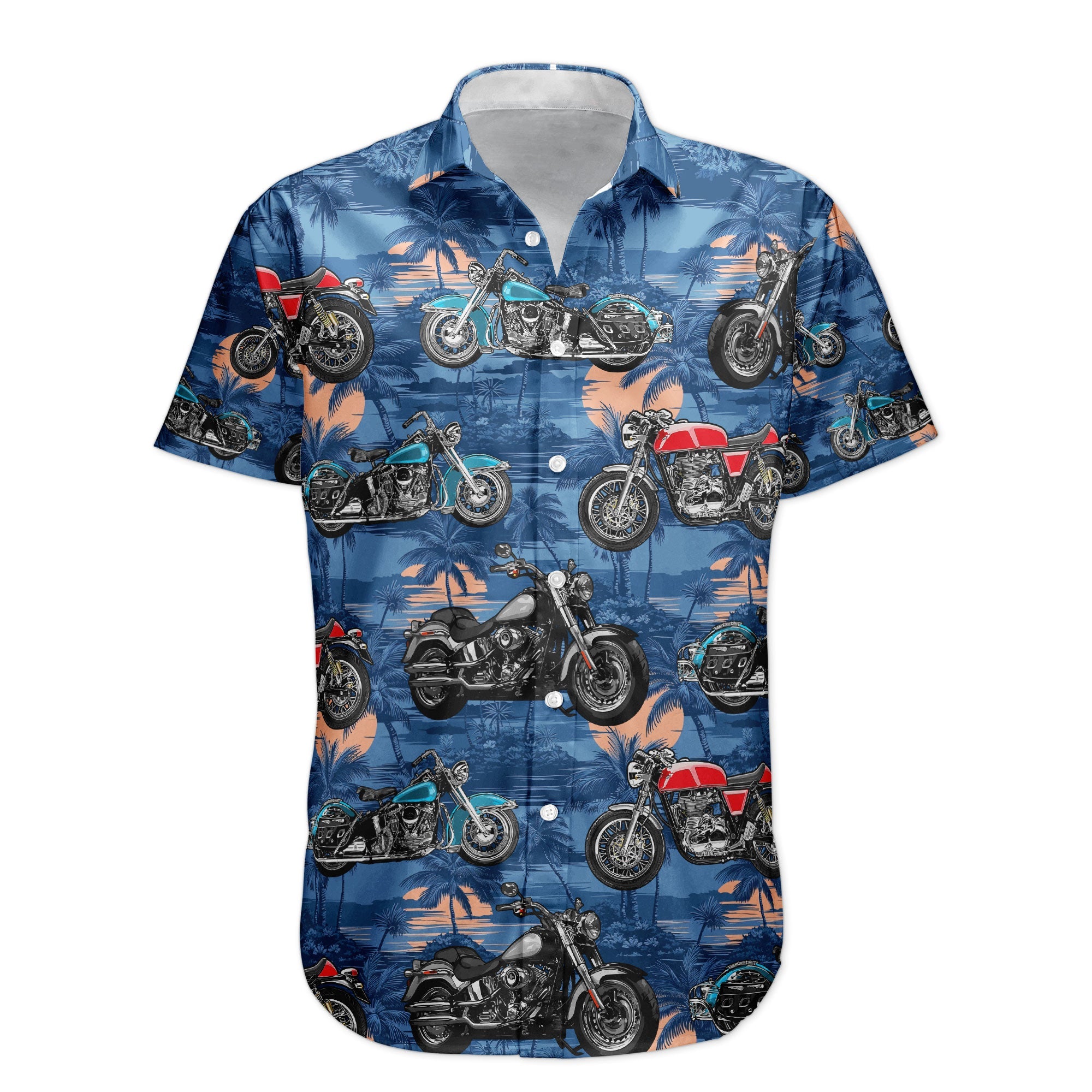 Custom Vintage Bikes Photo Motorbicycles For Bikers, Men, Husband - Custom Photo Hawaiian Shirt - Image 6