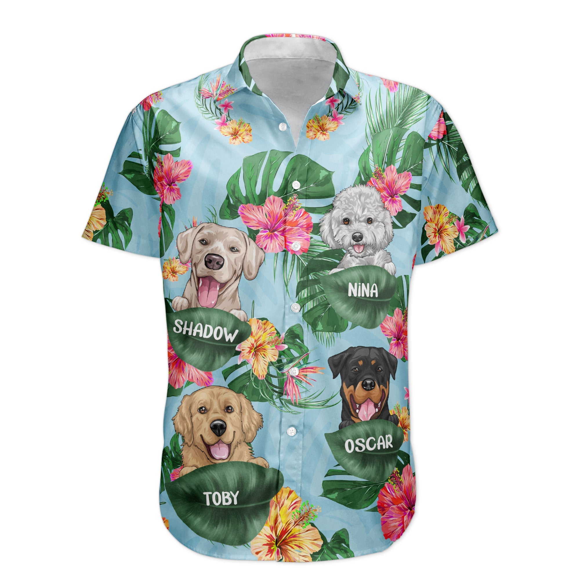 Dog Dad Cat Dad Pet Lovers Tropical Summer - Personalized Hawaiian Shirt - Image 2