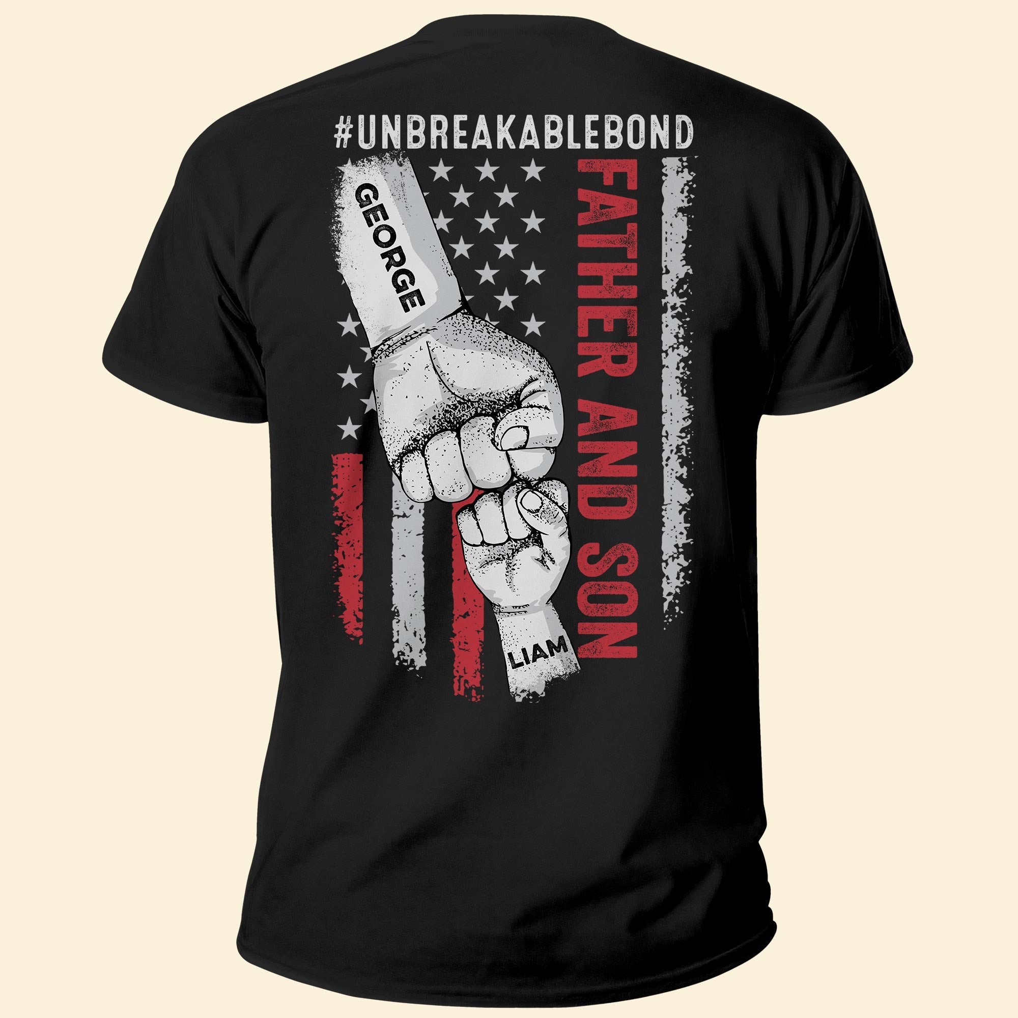 Father Son Unbreakable Bond - Personalized Back PrintedOne Size Shirt Father's Day - Image 2