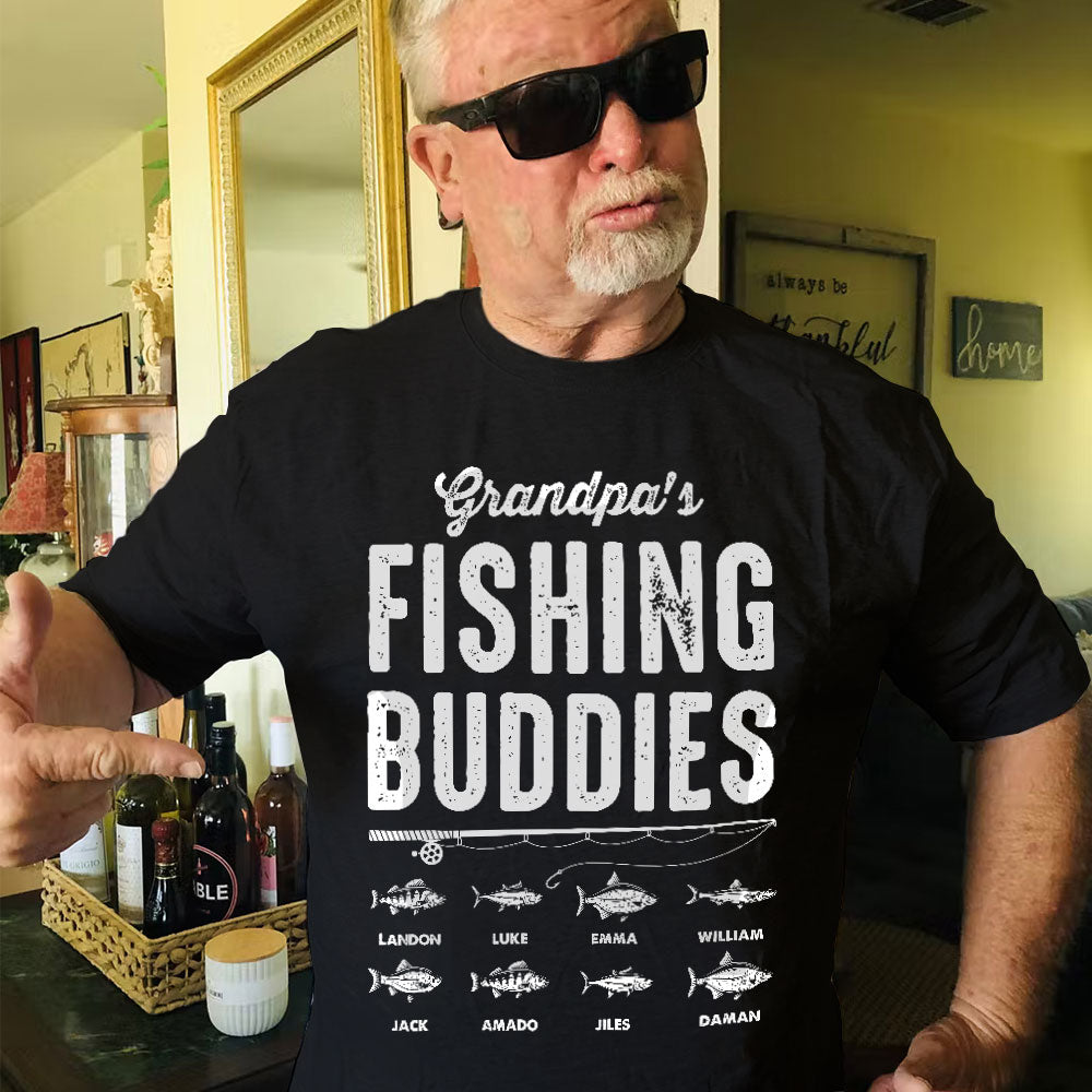 Fishing Buddies Gift For Grandpa Dad Father's Day Birthday Gift - PersonalizedOne Size Shirt