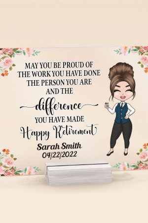 Happy Retirement - Personalized Acrylic Plaque - Retirement Gift For Boss, Colleagues, Coworker, Teacher, Friends