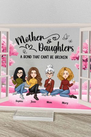 Mom And Daughters A Bond That Can't Be Broken - Personalized Acrylic Plaque