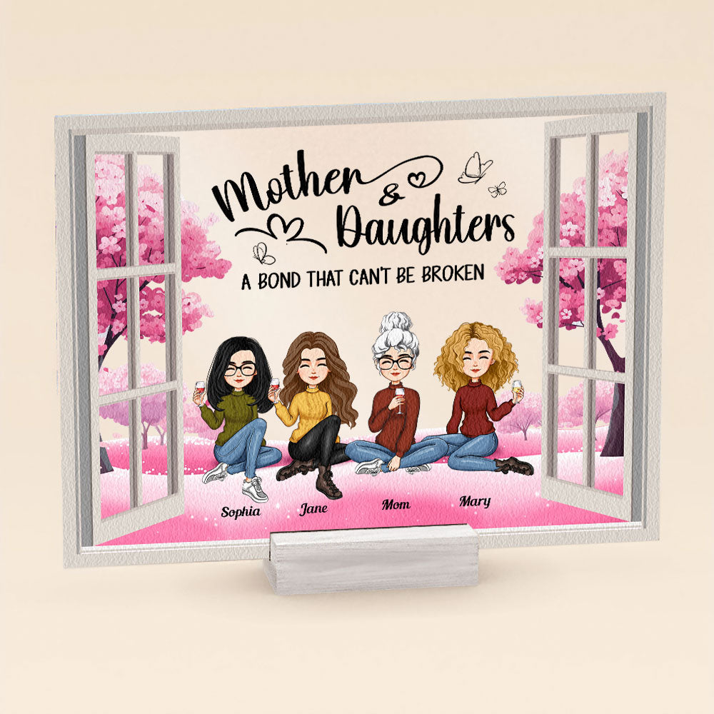 Mom And Daughters A Bond That Can't Be Broken - Personalized Acrylic Plaque - Image 4