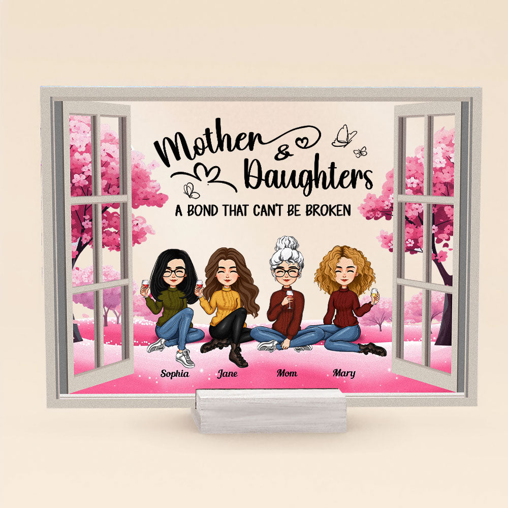 Mom And Daughters A Bond That Can't Be Broken - Personalized Acrylic Plaque - Image 7