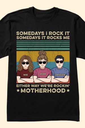 Motherhood Rockin' - FunnyOne Size Shirt For Mom - PersonalizedOne Size Shirt