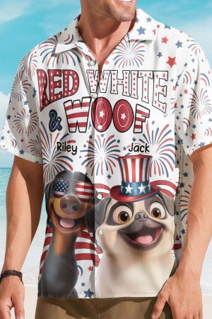 Red White Woof - Personalized Hawaiian Shirt