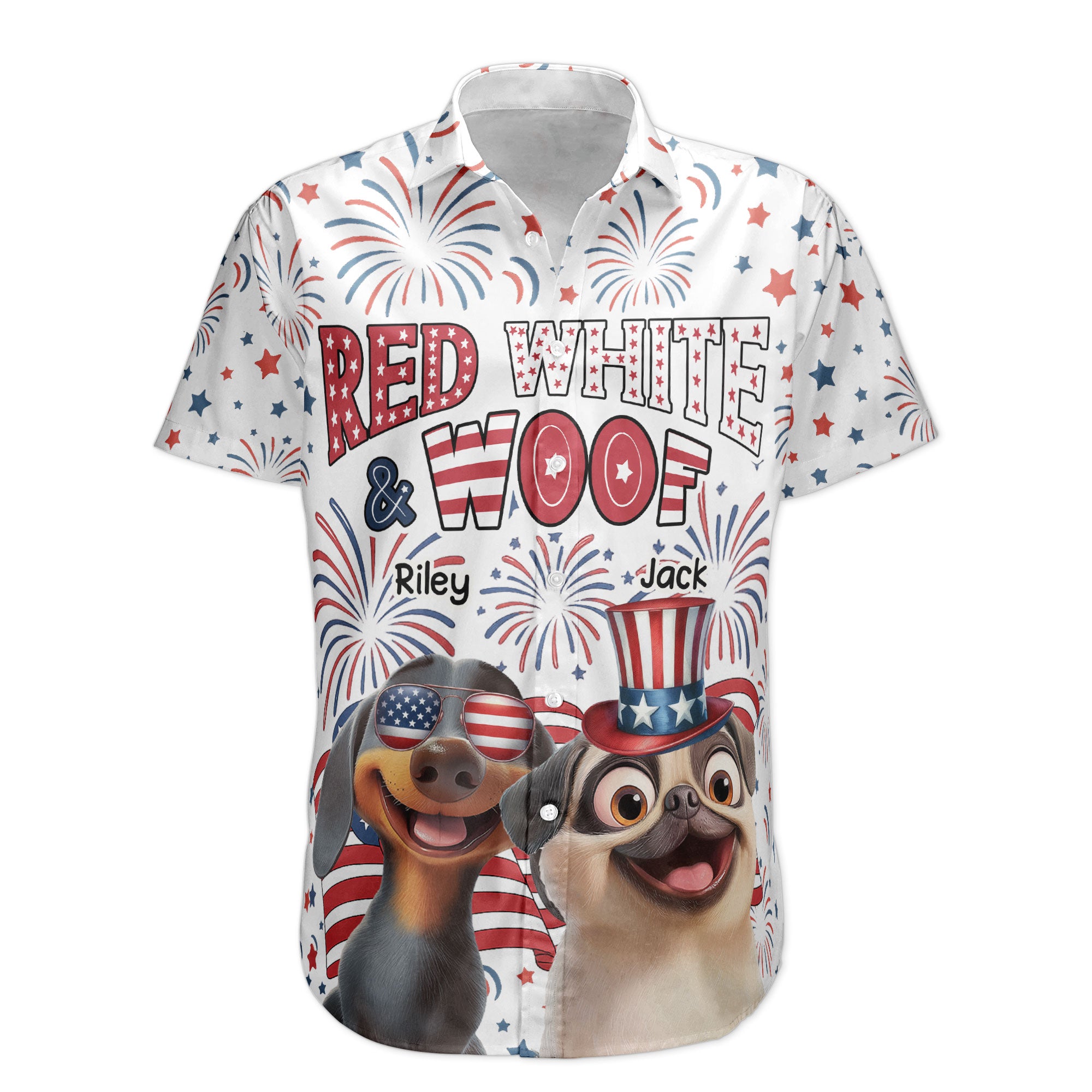 Red White Woof - Personalized Hawaiian Shirt - Image 6