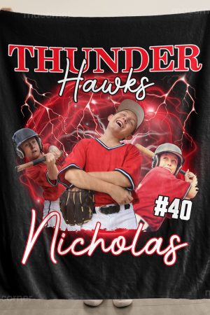 Sport Lovers - Basketball, Football, Baseball, Soccer, Or Softball Boy, Girls - Personalized Photo Blanket Big Size