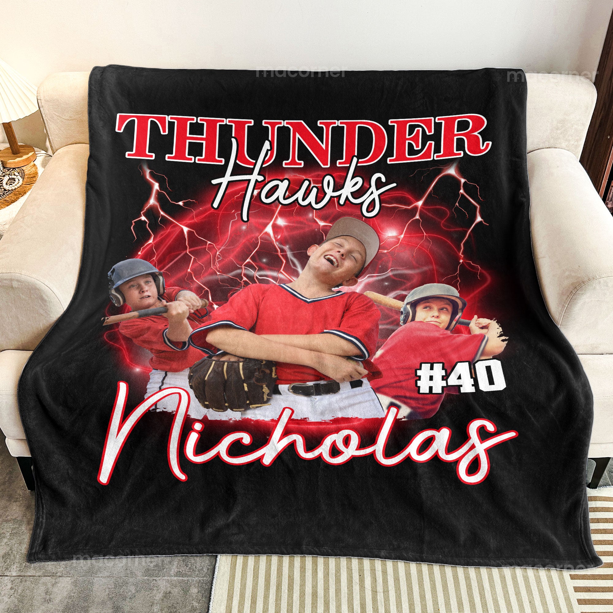 Sport Lovers - Basketball, Football, Baseball, Soccer, Or Softball Boy, Girls - Personalized Photo Blanket Big Size - Image 4