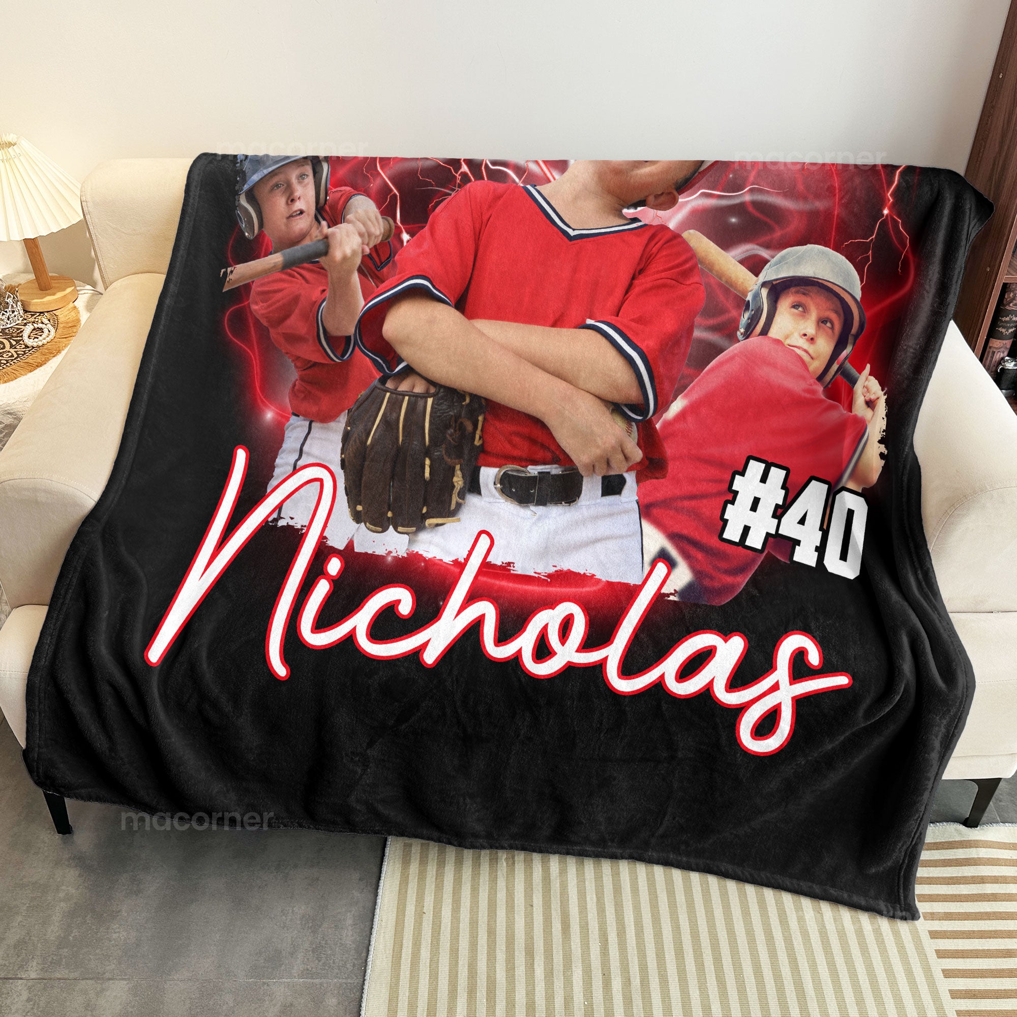 Sport Lovers - Basketball, Football, Baseball, Soccer, Or Softball Boy, Girls - Personalized Photo Blanket Big Size - Image 5