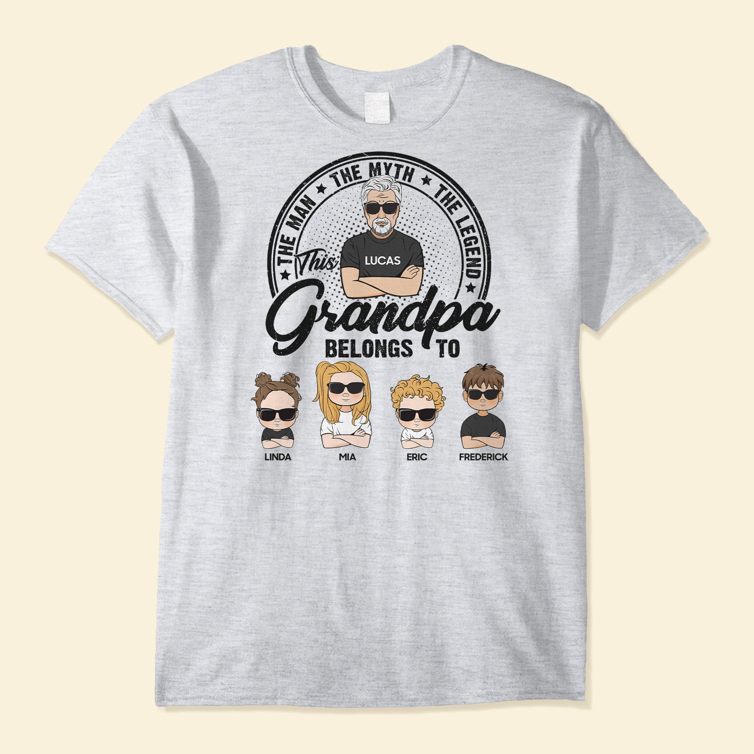 The Man The Myth The Legend Dad Grandpa Papa - PersonalizedOne Size Shirt