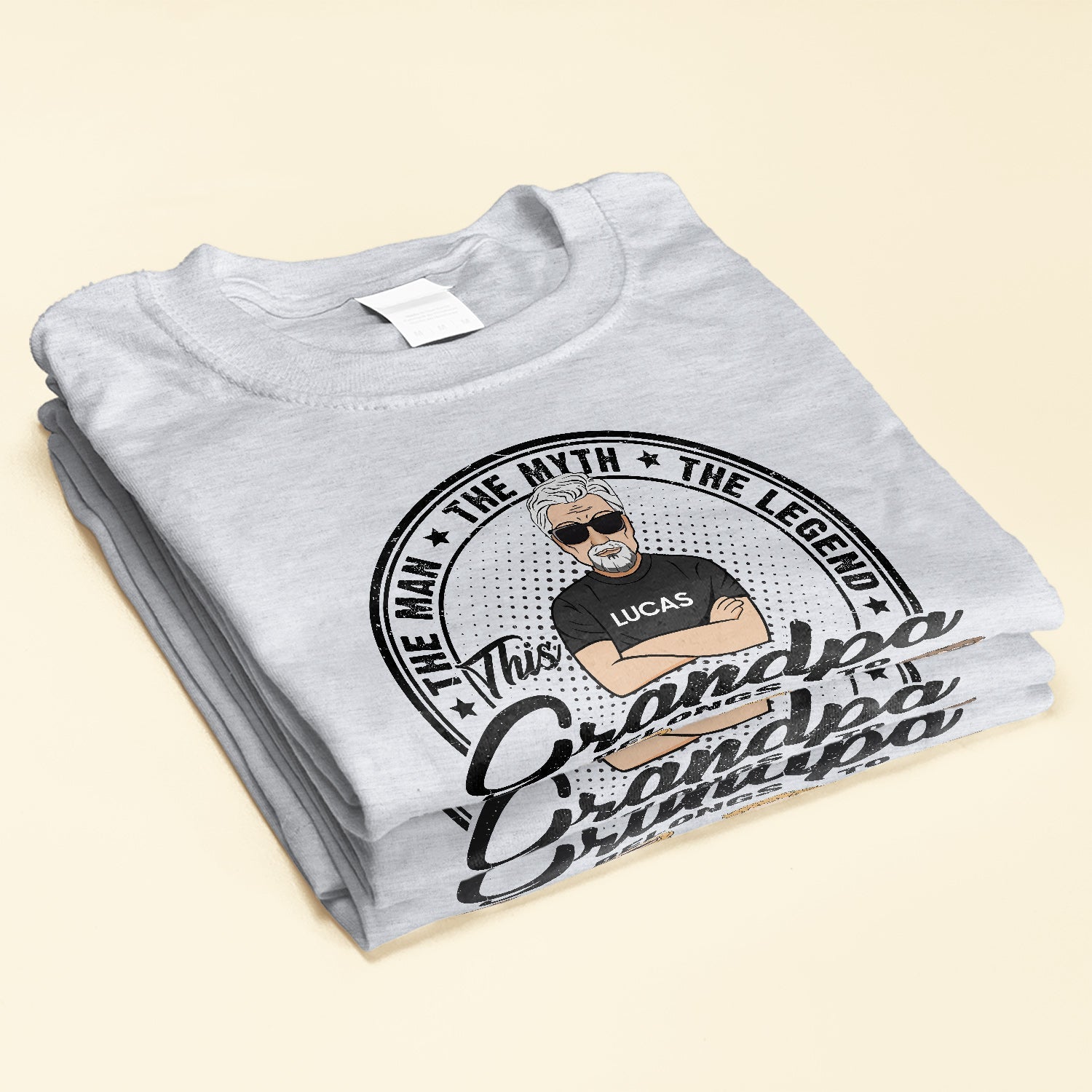 The Man The Myth The Legend Dad Grandpa Papa - PersonalizedOne Size Shirt - Image 2