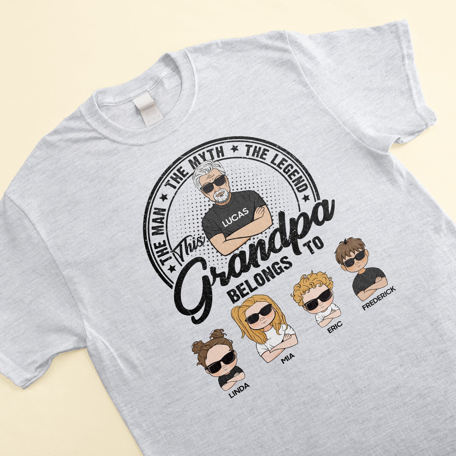 The Man The Myth The Legend Dad Grandpa Papa - PersonalizedOne Size Shirt - Image 3