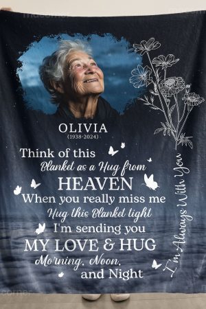 Think Of This Blanket As A Hug From Heaven - Personalized Photo Blanket Big Size