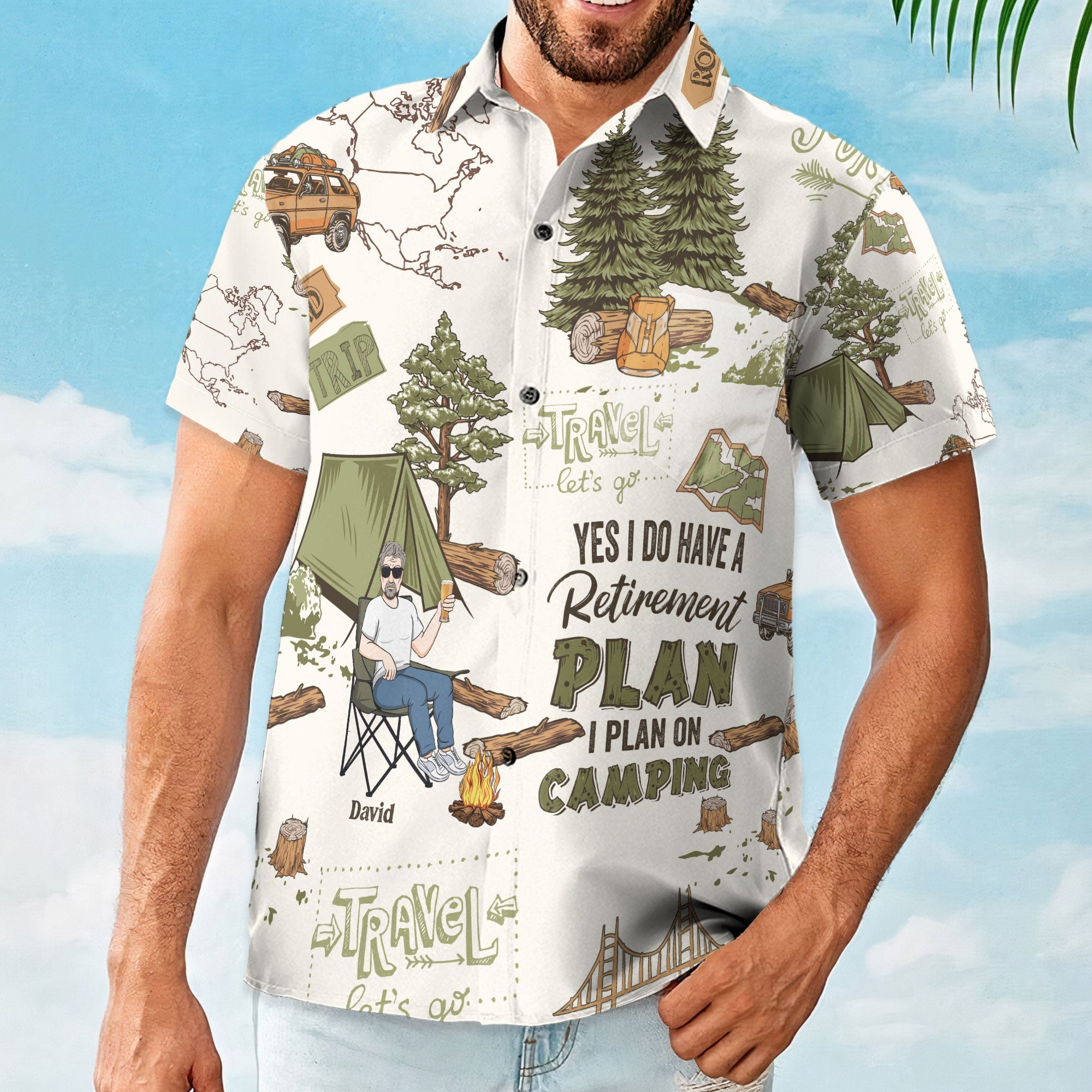 Yes, I Do Have A Retirement Plan I Plan On Camping - Personalized Hawaiian Shirt - Image 3