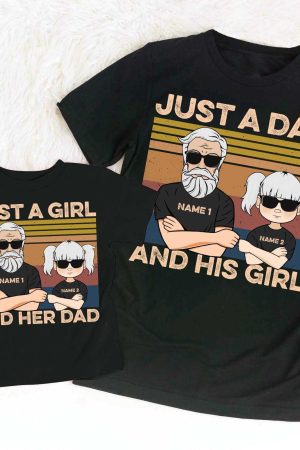 Daddy And Daughter - PersonalizedOne Size Shirt - Father's Day Gift For Dad - Man And Woman Illustration